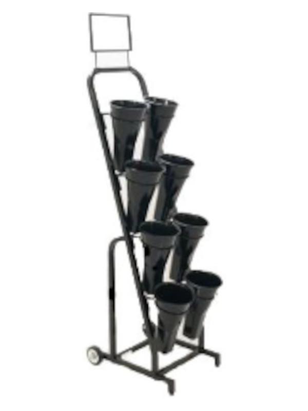 Floral Cart with 8 Vases and Sign Frame (Black)