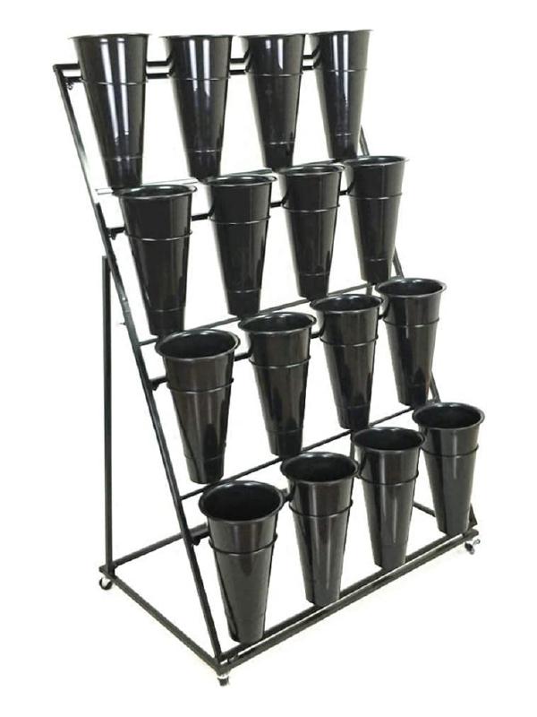 Floral display stand with 16 Vases (Black)
