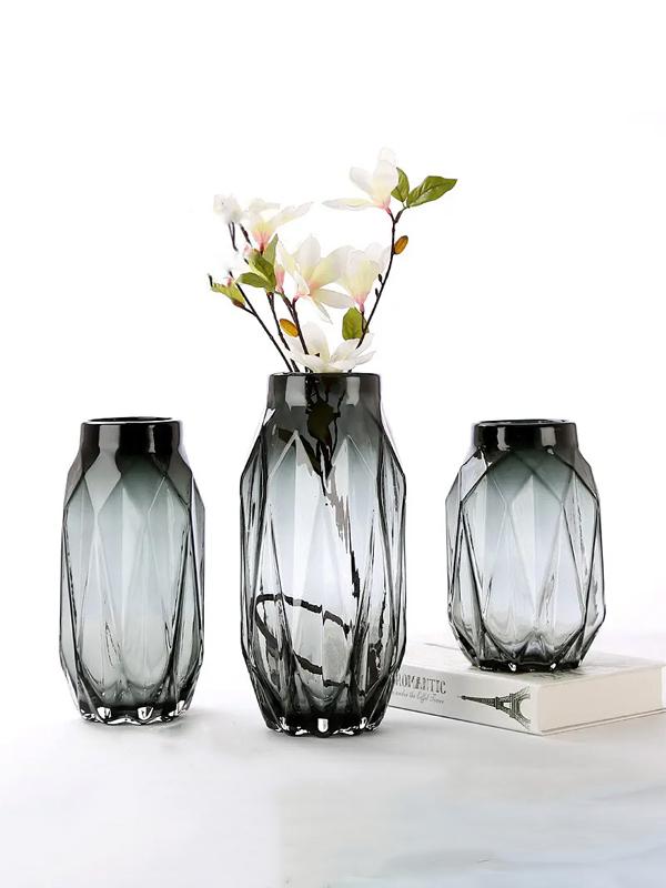 Geometrical Black Crystal Vases