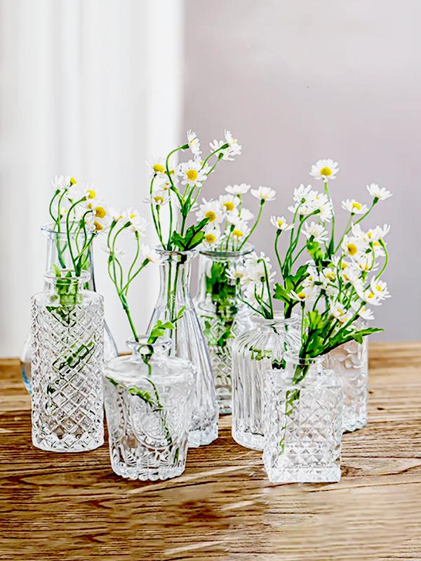 Retro Embossed Clear Glass Vase