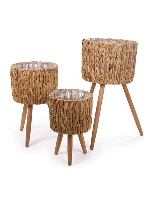 Cachepot Set with Removable Manufactured Wood Legs
