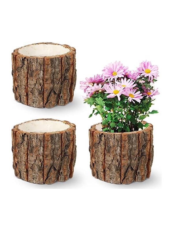 Wood Stump Bark Pot